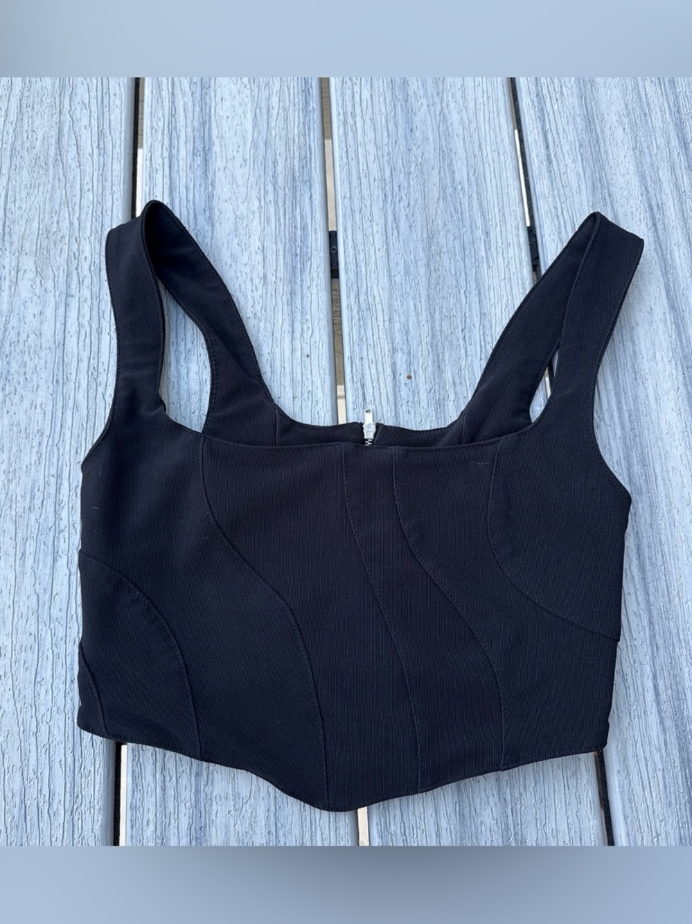 Guizio Black Structured Crop Top Small